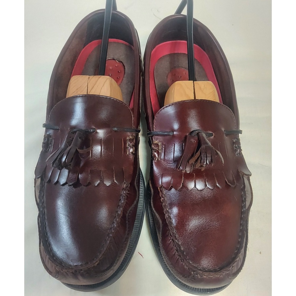 Bass‎ Mens Henry II Burgundy Leather Kiltie Tassel Loafers 1671-205 Size 11.5 W